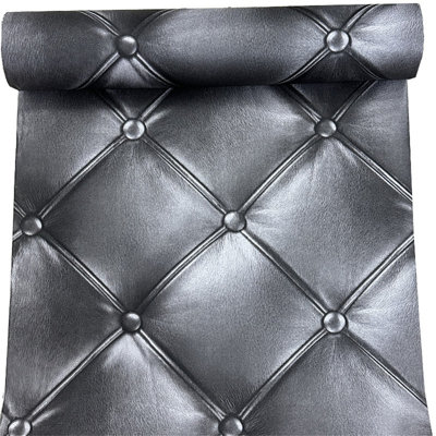 3D Faux Leather European Luxury TV Background Wallpaper For Bedroom, Living Room, Non-Adhesive