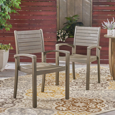 Outdoor Acacia Wood Patio Armchair, Dining Chairs
