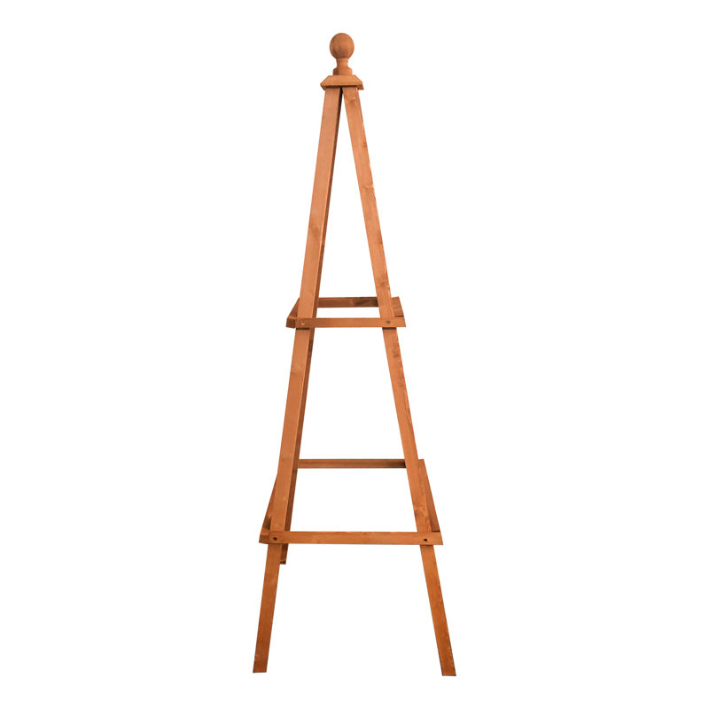 Medium Cypress Wood Obelisk Trellis with Ball Finial