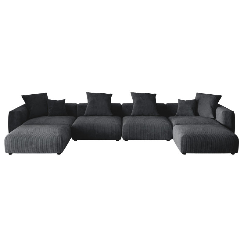 Nikodemos Upholstered Boneless U-Shaped Sectional Symmetrical, Black 