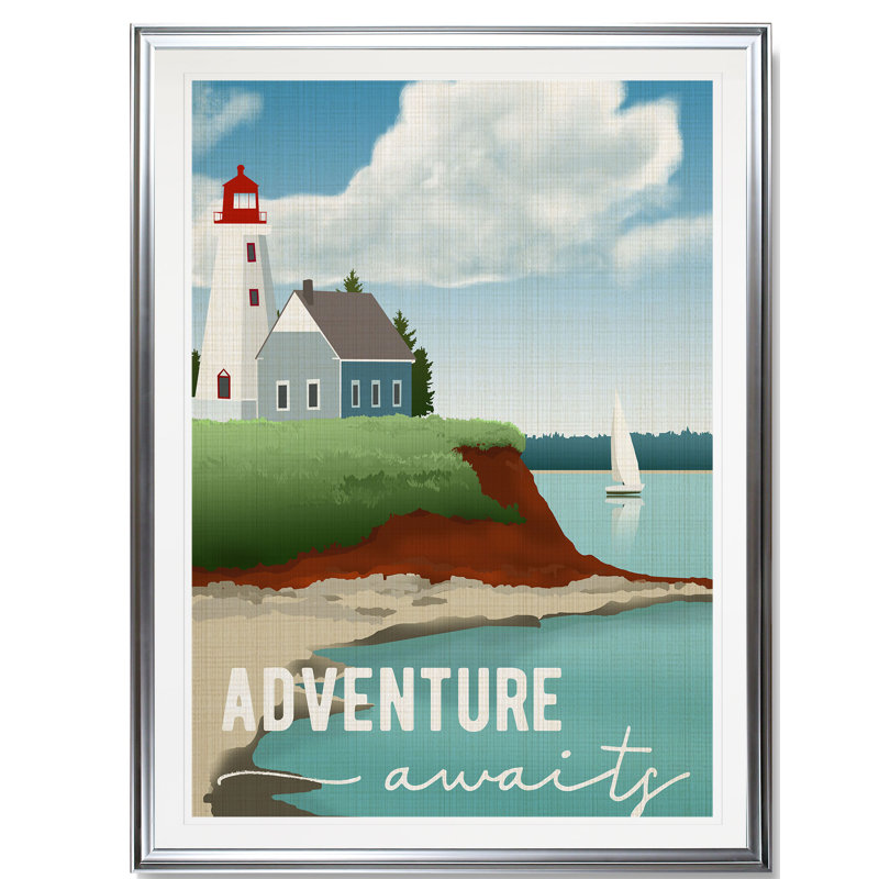 «Adventure Awaits» - reproduction de cadre photo, H 30 po x l 22 po x P 1,5 po, Cadre argenté