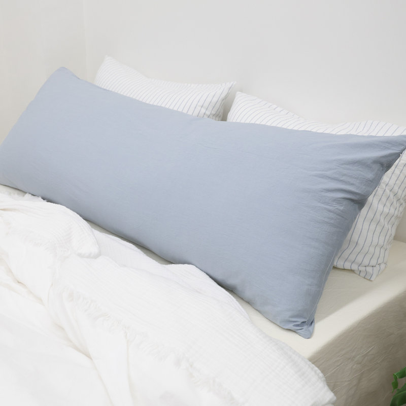 Housse de coussin Moomee 100% coton délavé doux et respirant, Bleu bleuet