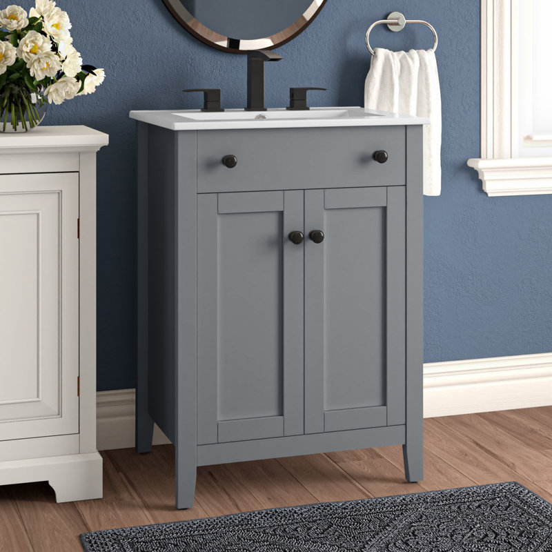 Nantucket 24" Gray and White Wooden Bathroom Vanity