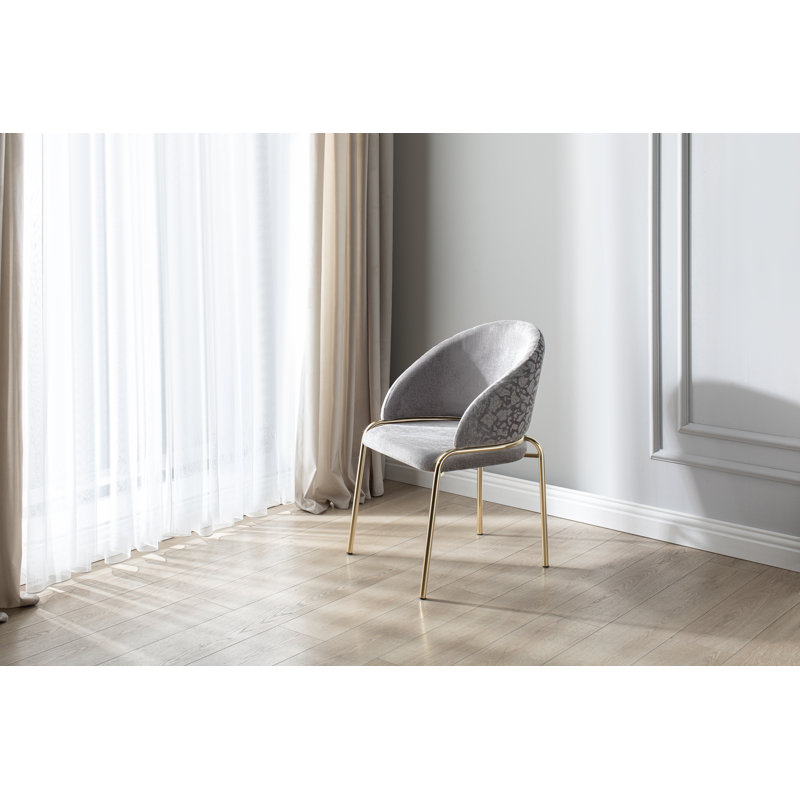 Onyx Velvet Side Chair, Light Gray, Gold