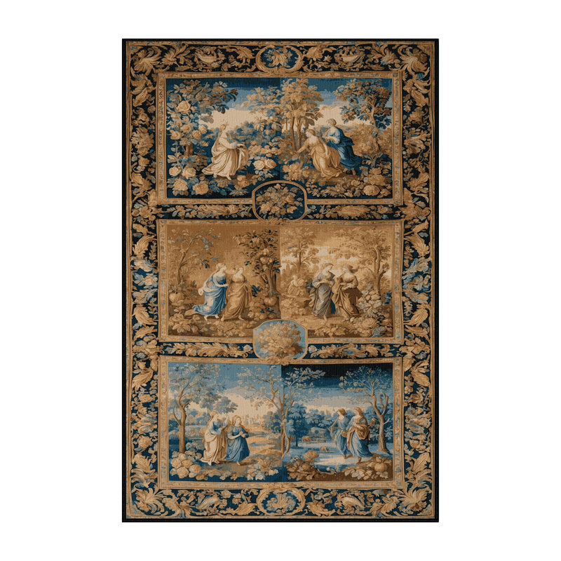 Tapis brun français lavable à la machine, Rectangle 7 pi x 10 pi
