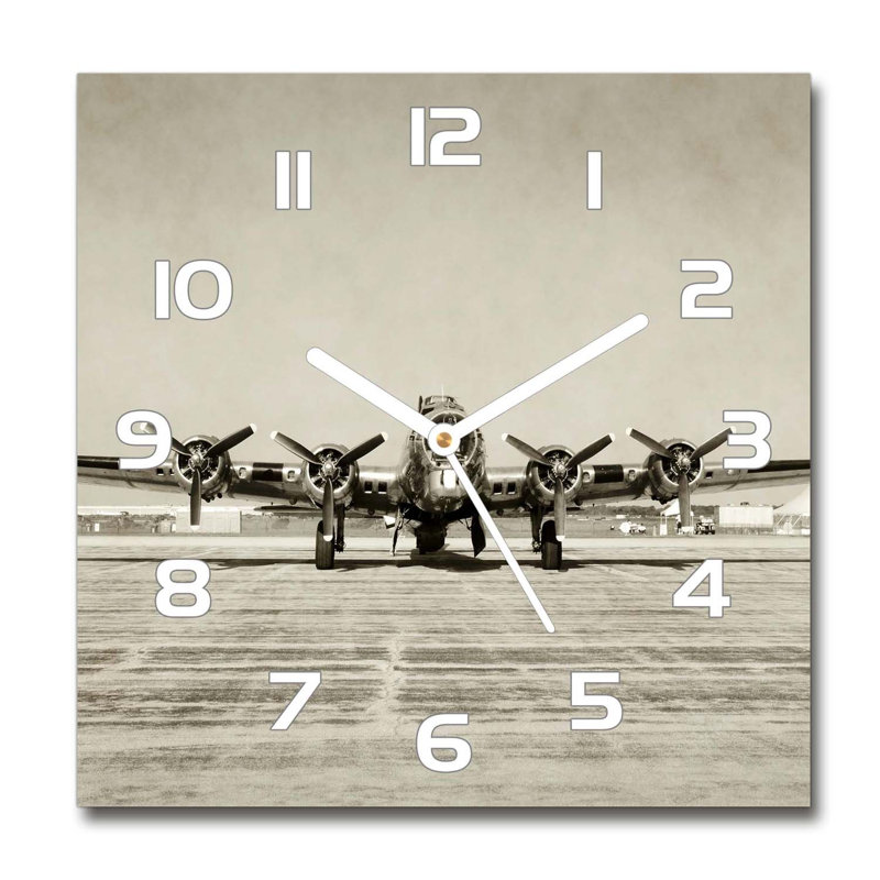 Glass Wall Clock, White/Beige