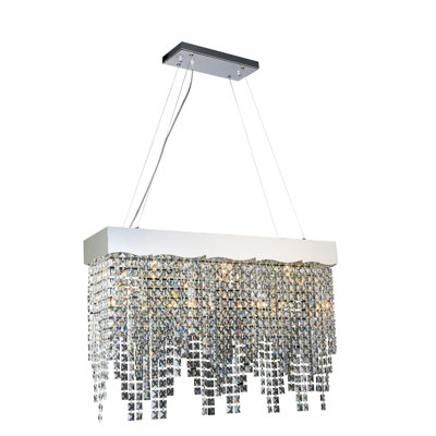Modern 14 Light Crystal Bead Draped Chandelier
