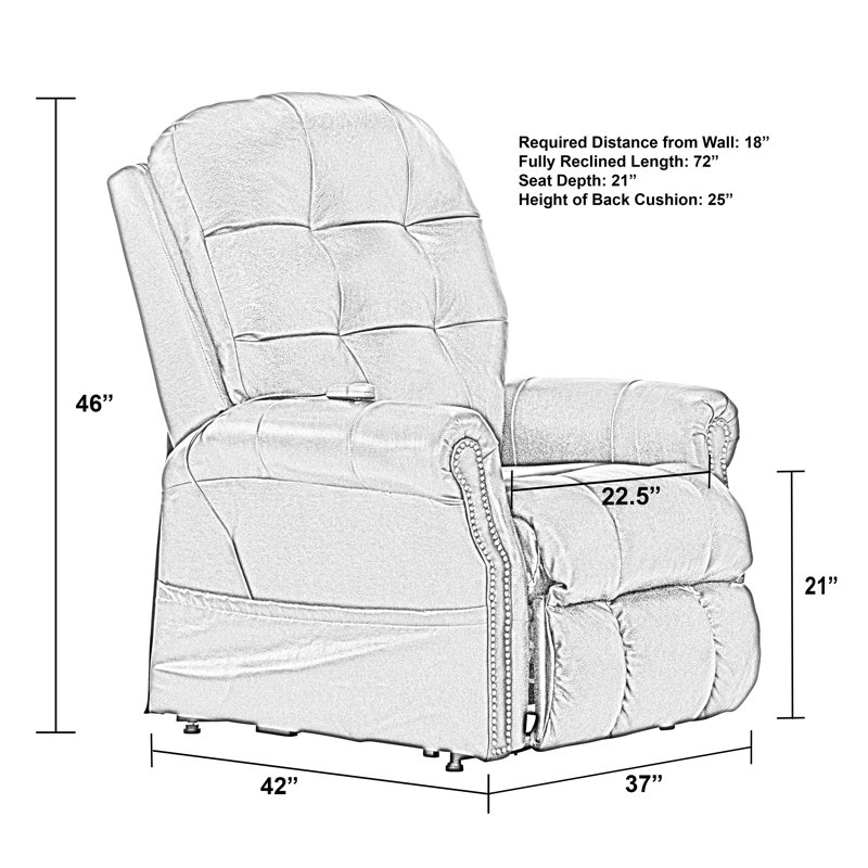 Fauteuil inclinable lève-personne électrique en cuir Hudson, Similicuir chocolat