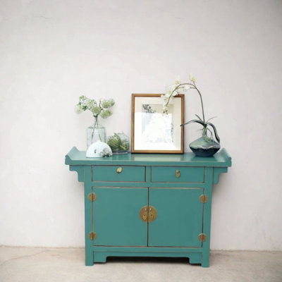 Aged Green Entryway Cabinet