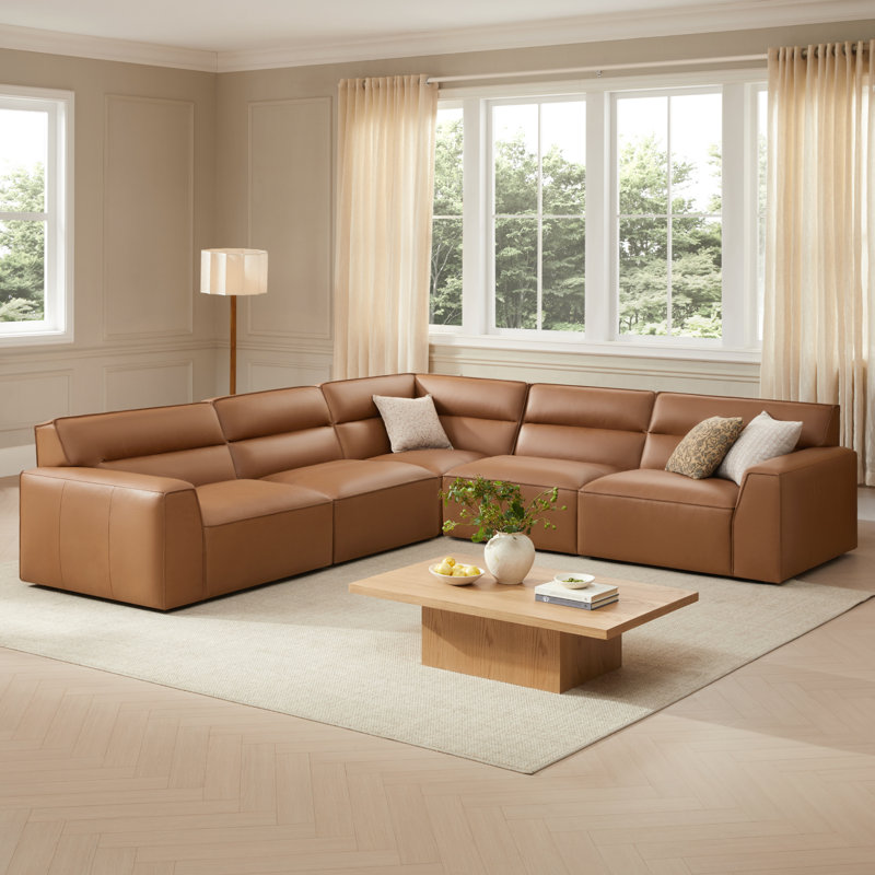 Canapé modulaire en cuir véritable Jenn