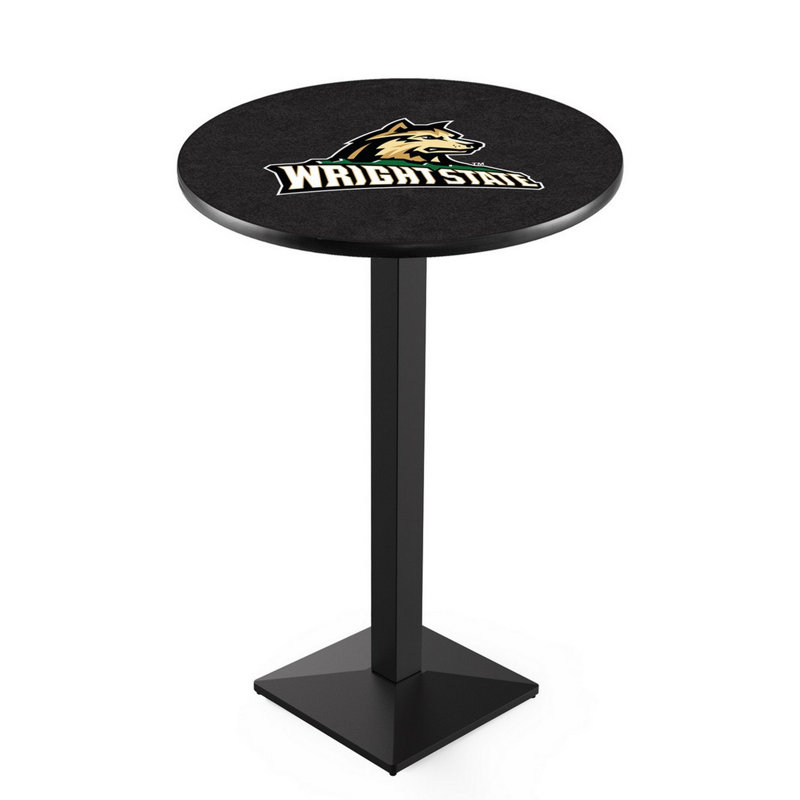 Round Metal Base Dining Table, Black Wrinkle, Wright State University