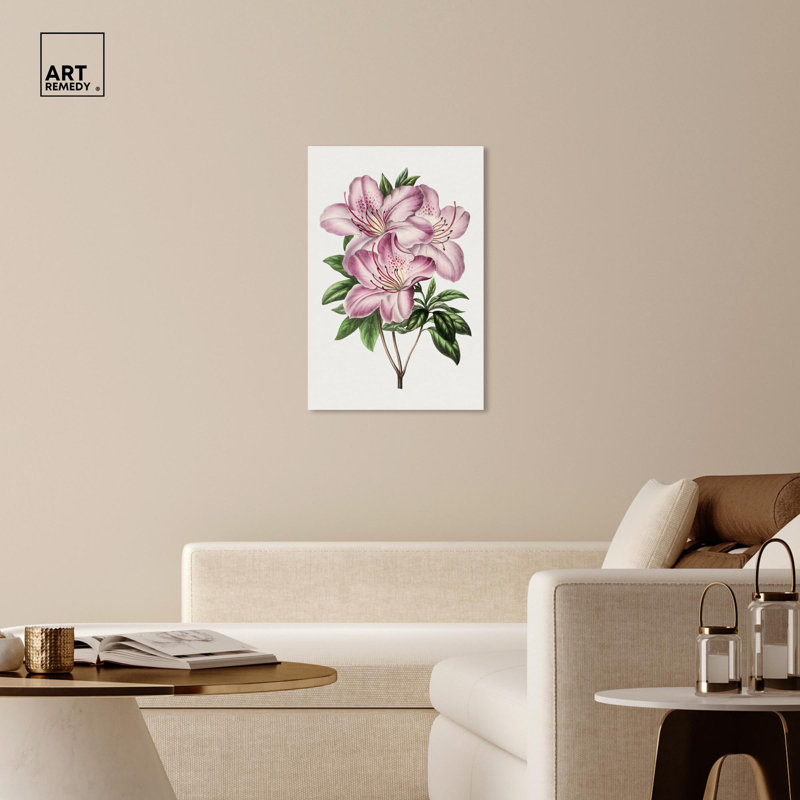 «Azalea rose», impressions sur toile par Art Remedy, H 36 po x l 24 po, Toile tendue