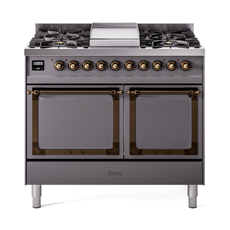 ILVE Nostalgie II Noblesse 40 in Dual Fuel Range, Graphite Matte/Bronze, Natural Gas