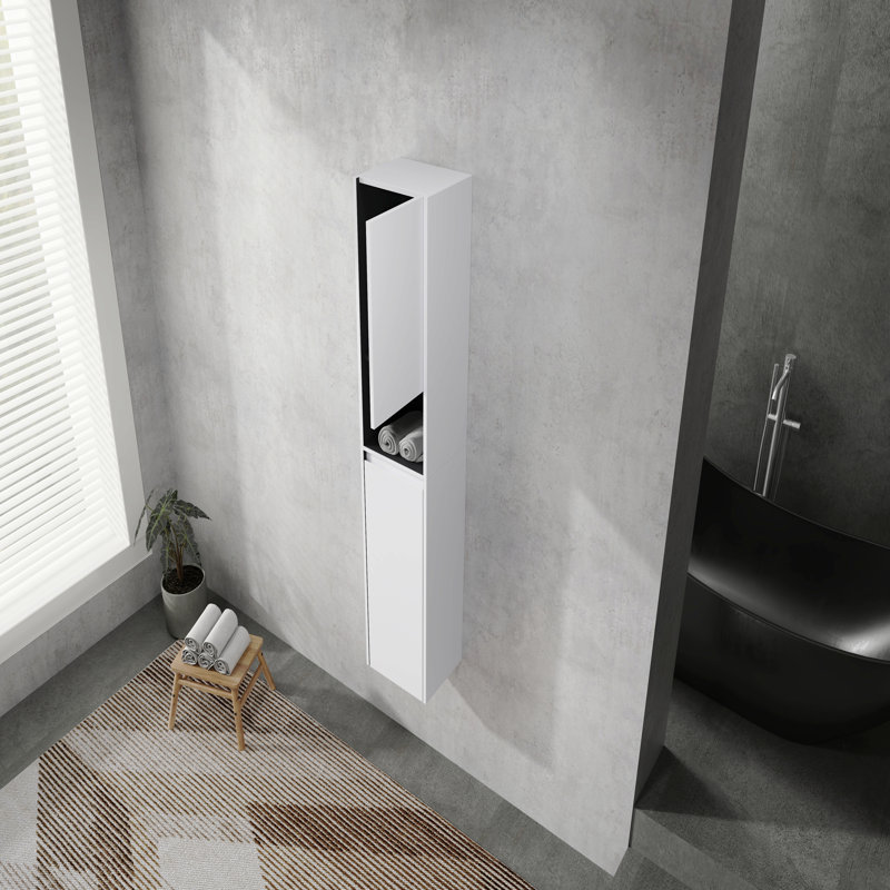 12" Bathroom Side Cabinet,2-Soft Close Doors,Float Mounting Design,12*2(Kd-Packing)