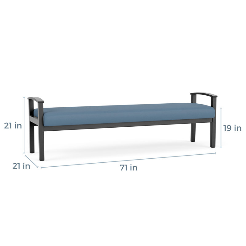 Banc en bois massif Amherst, Noir, Open House Quarry - bleu