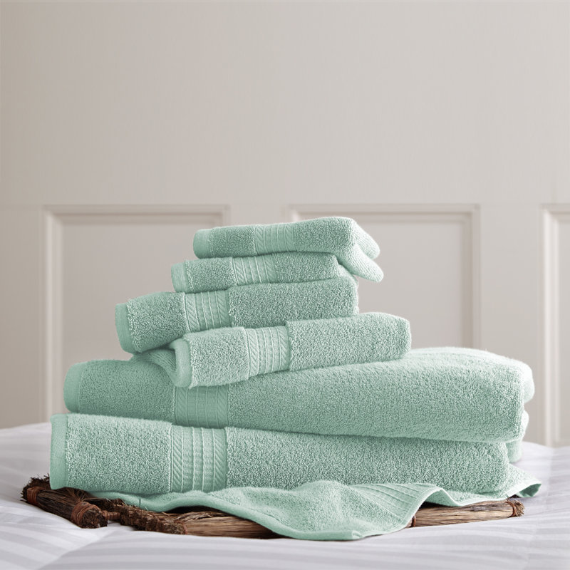 Ensemble de serviettes 6 pièces 100% coton, Vert de mer