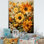 «Vintagea Sunshine Sunflowers I», reproduction sur toile
