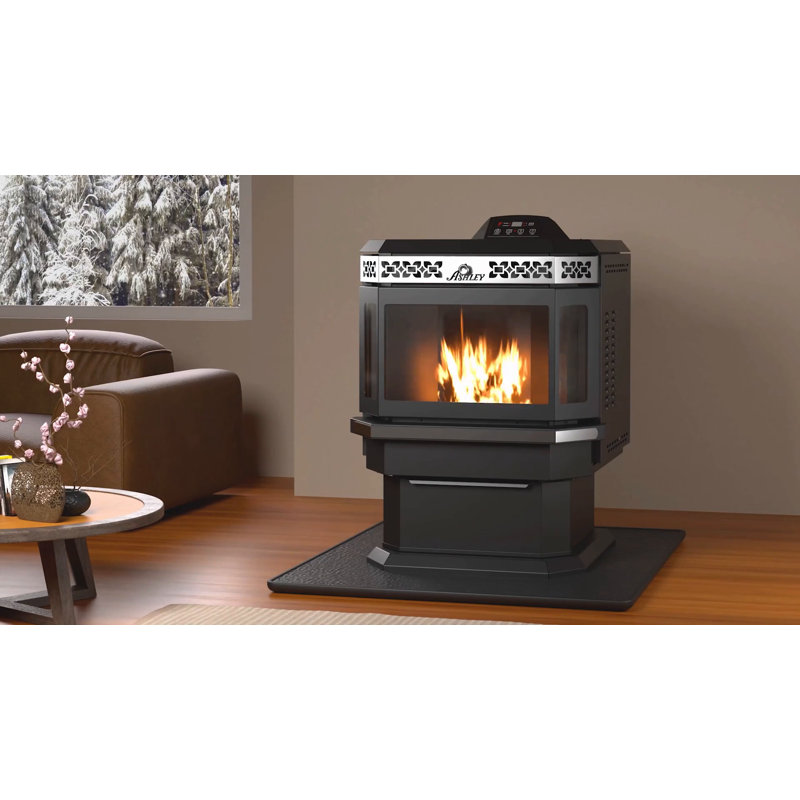 Ashley Hearth Black Steel Bay Front Pellet Stove Heater