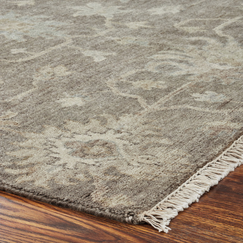 Wool Oriental Area Rug in Brown, Round 8'
