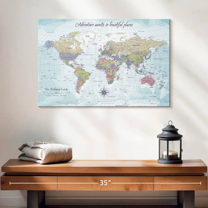 Carte du monde Personalized Places II, H 8 po x l 12 po, Oui