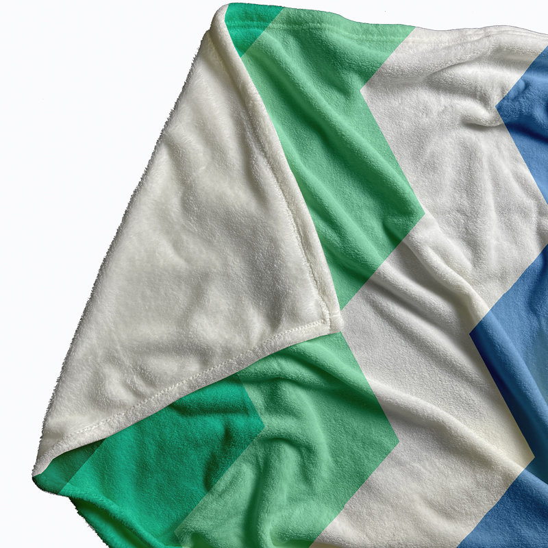 Plain Weave / Muslin Throw Blanket, Full, Green/White/Blue