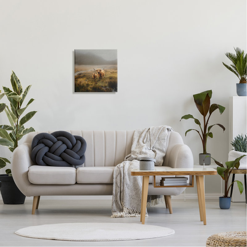 Highland Cows, paysage champêtre sur toile par Paul Brent, photographie, H 17 po x l 17 po x P 1,5 po