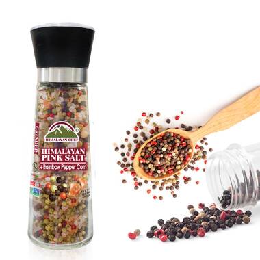 Himalayan Chef Rainbow Pepper Corn Salt Grinder, 11.5 oz, Pink