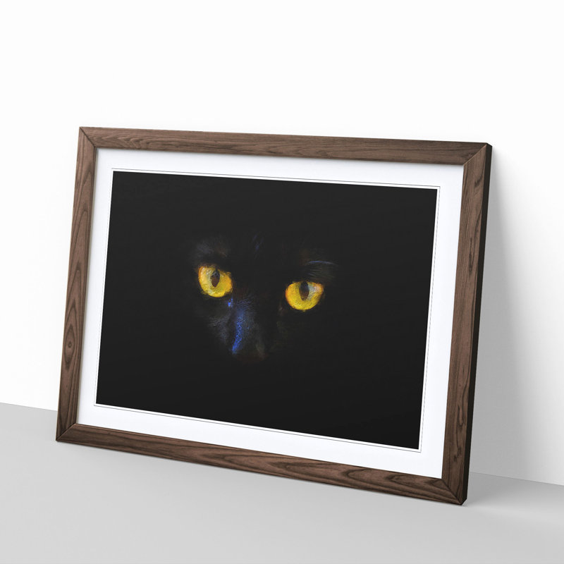 Eyes of a Cat - Picture Frame Graphic Art Print, 24cm H x 33cm W x 2cm D, Walnut Framed