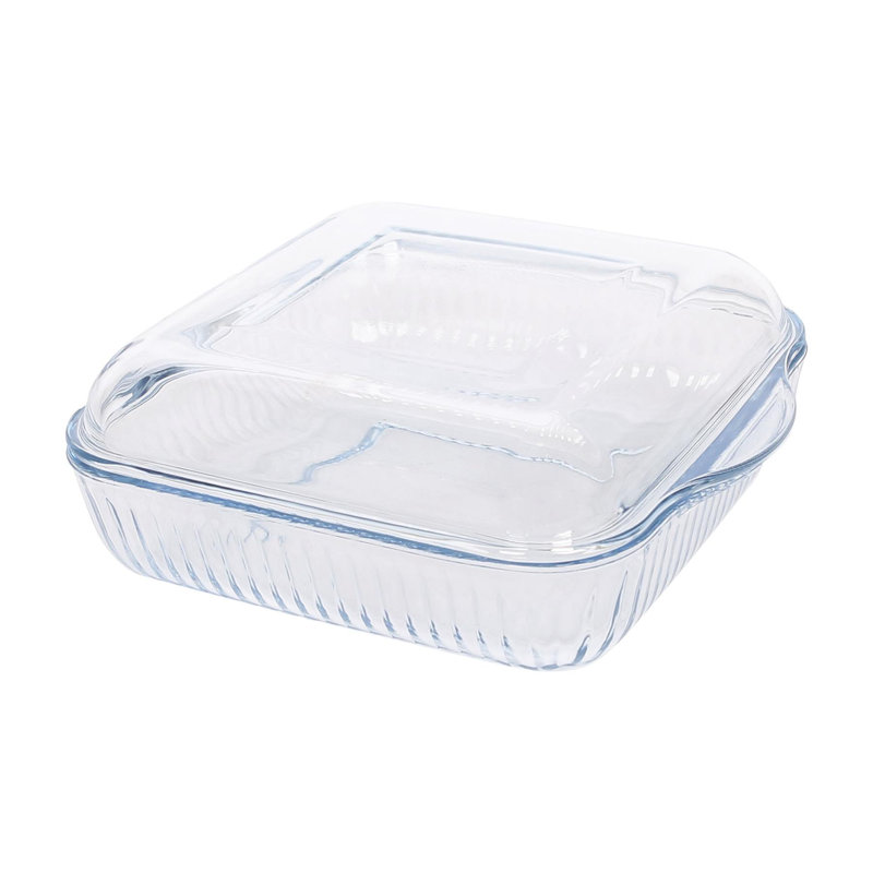 Argon Tableware - Optical Square Glass Oven Dish with Lid - 24cm x 21cm