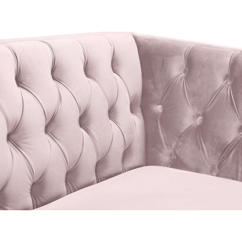 Michelle 44" W Tufted Velvet Armchair, Pink Velvet