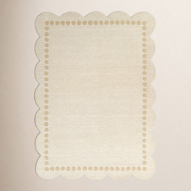 Lola Hand Tufted Wool Solid Ivory Area Rug 5' X 7'6", Rectangle 5' x 7'6"