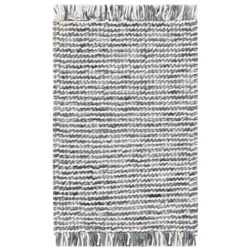 Bouzoun Flat Weave Wool/Cotton Rug in Black/White, Rectangle 6' x 9'