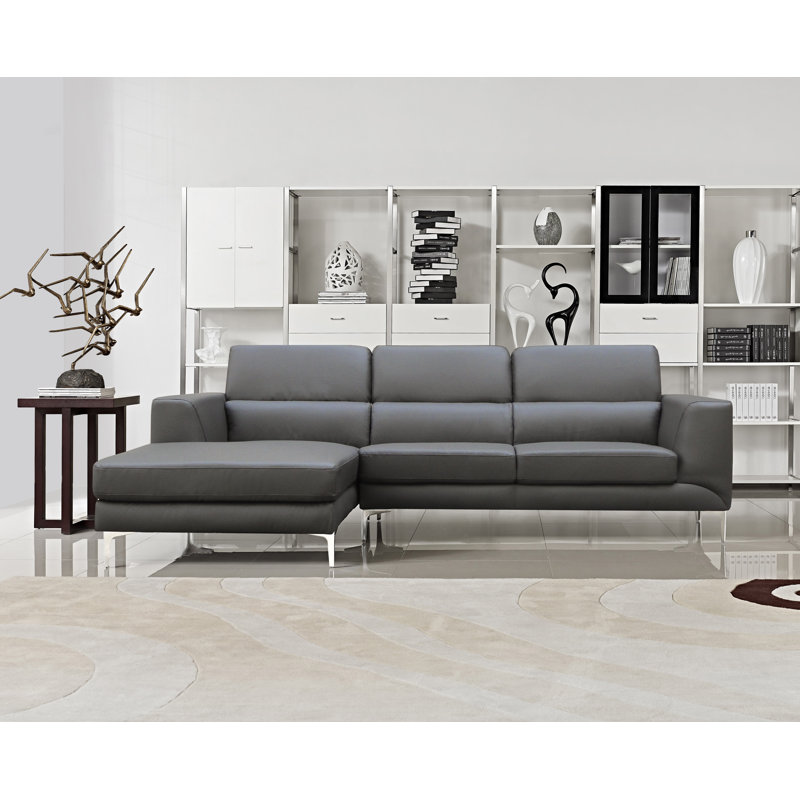 Nelda Faux Leather L-Shaped Sectional, Left Hand Facing