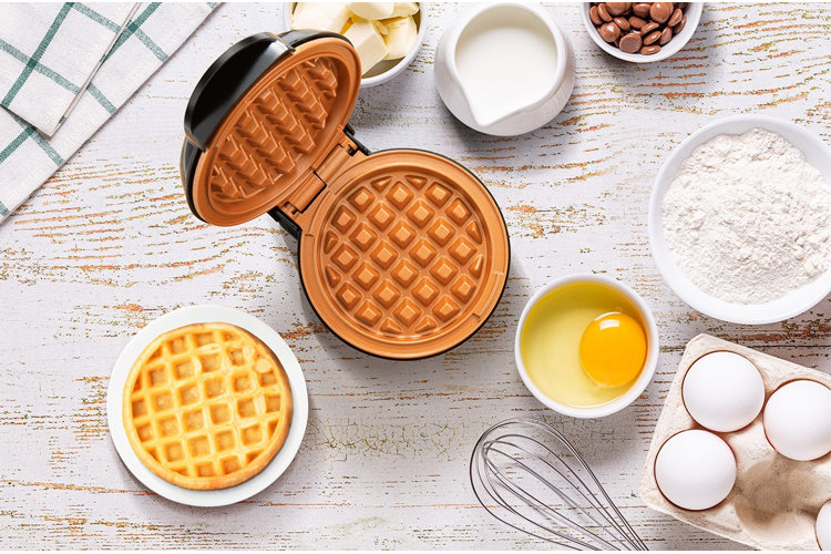 waffle maker and ingredients