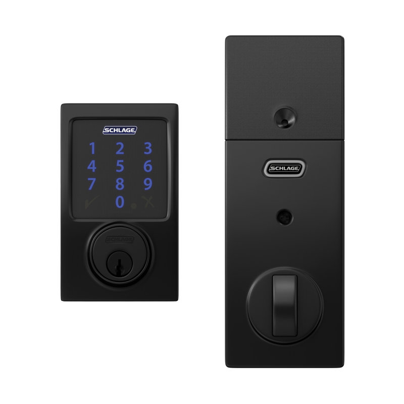 Schlage Connect Z-Wave Plus Smart Deadbolt with Century Trim, Matte Black, Yes