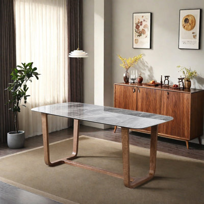 Modern Gray-textured Rock Slab Dining Table