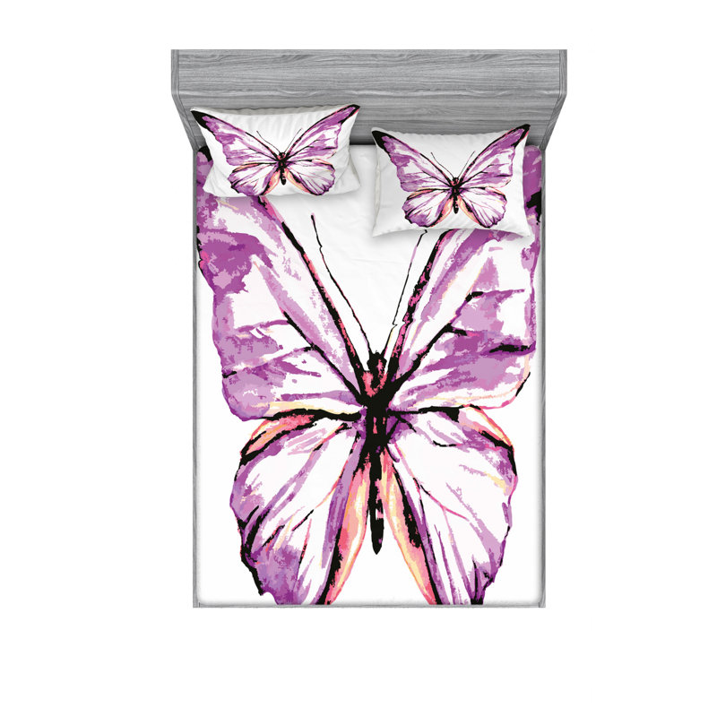 Ensemble de draps Butterfly, Ensemble de drap pour grand lit avec drap-housse