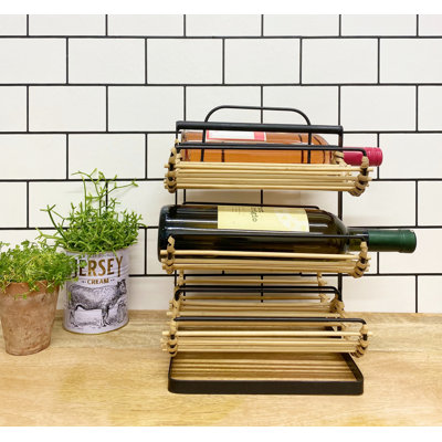 Focht Floor Wine Bottle & Glass Rack in Black