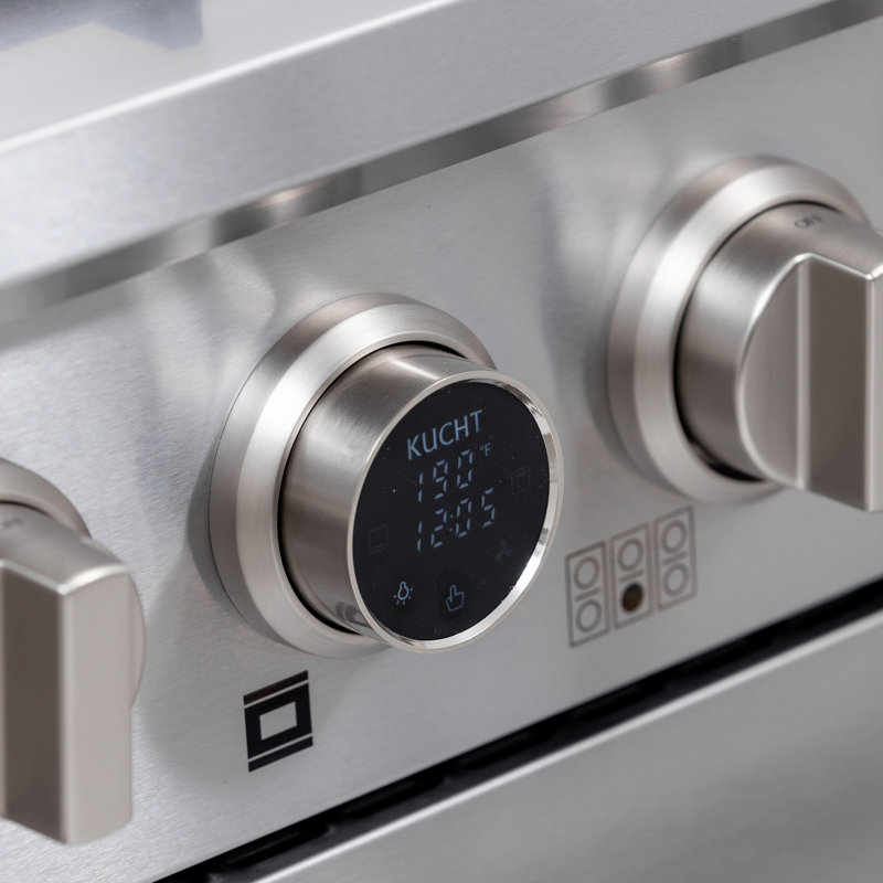 36 in. 5.2 cu. ft. 6 Burners Dual Fuel Range with Kucht Horus Thermostat, Stainless Steel/Gold, Liquid Propane