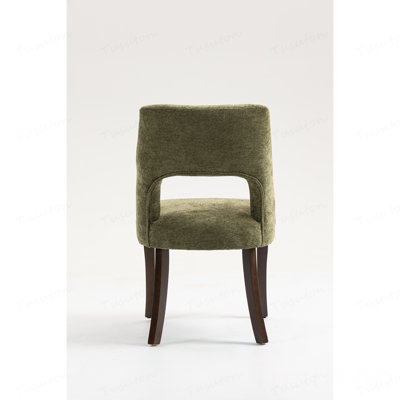 Dining Chair Set of 2,Upholstered Chenille Fabric Dining Chair Curved Solid Wood Legs, Elegant Tufted Club Dining Room Kitchen Room Dining Chair