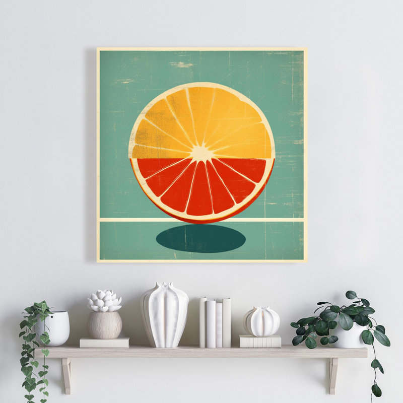 Toile abstraite citron et mandarine | Décoration de cuisine jaune