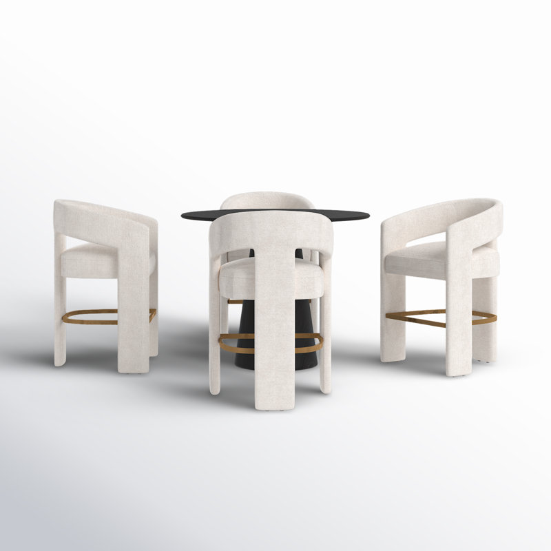 Darlington 5 - Person Pedestal Dining Set, Gwen Natural Beige Microsuede