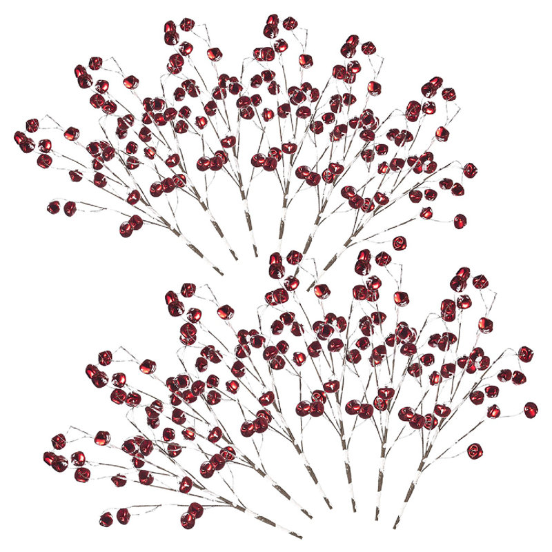 Jingle Bell Sprays avec branche - ensemble de 12 - rouge