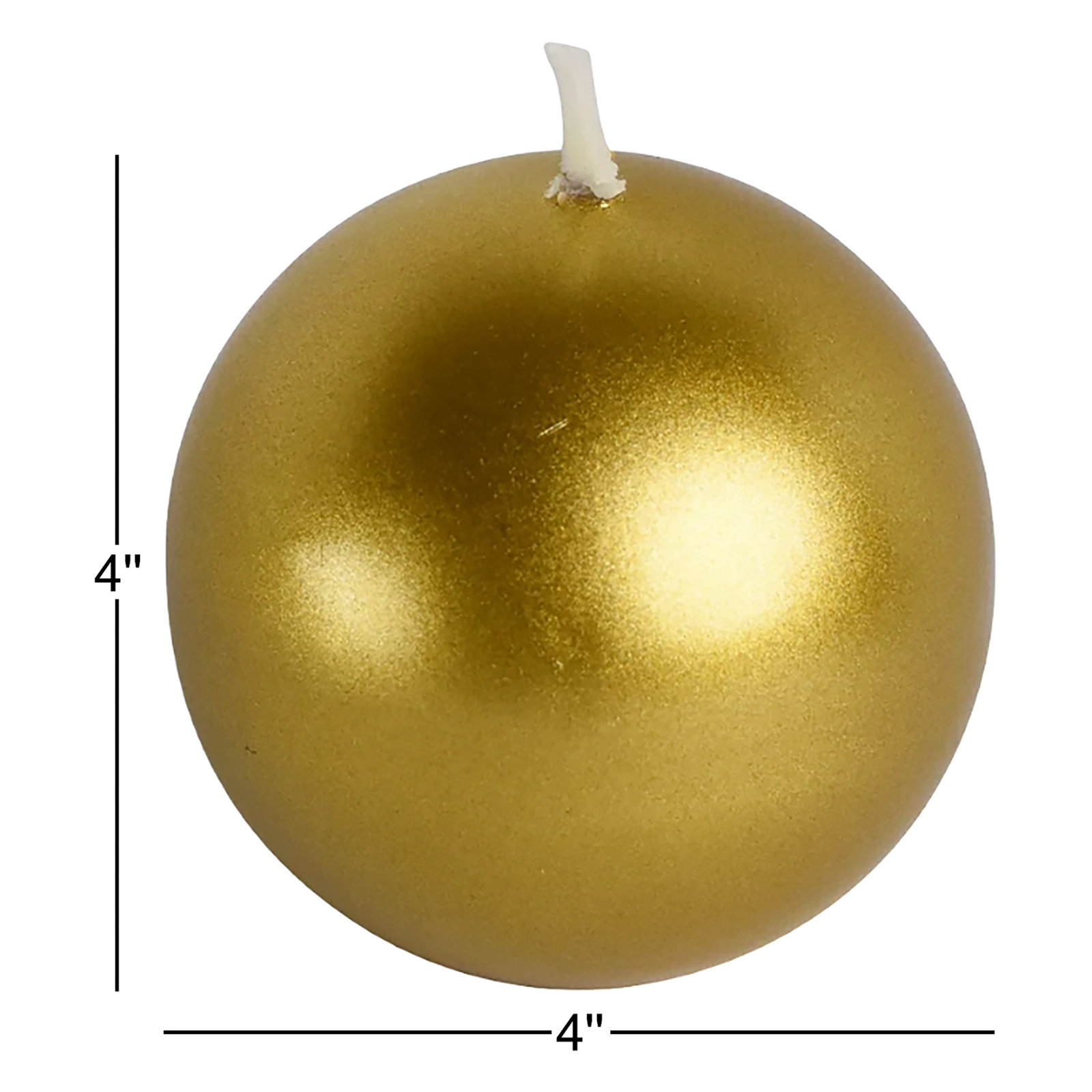 Ball Candle, Set of 12, 4" Diameter, Metallic Gold