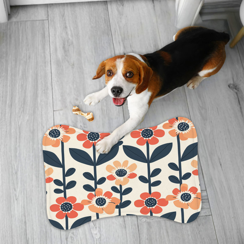 Retro Floral Designs - Tapis d'alimentation en os 1 pièce, 14"