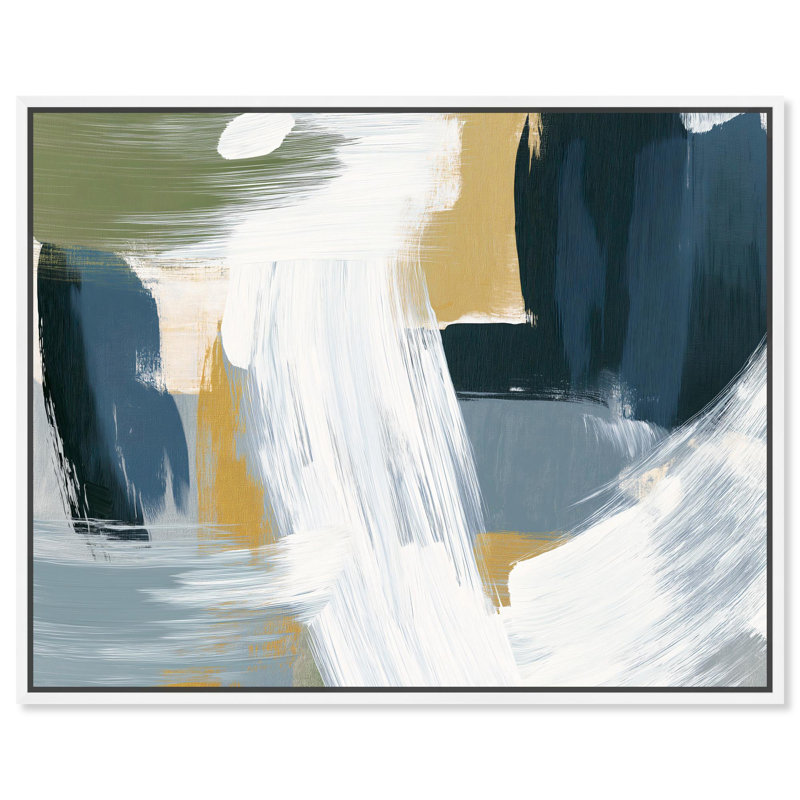 Décoration murale abstraite "Moss Layers III" par , H 31 po x l 31 po, Cadre flottant blanc