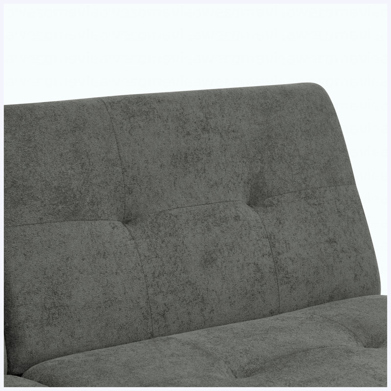 Futon-lit en polyester mélangé avec dossier et coussins de siège capitonnés, Polyester gris foncé