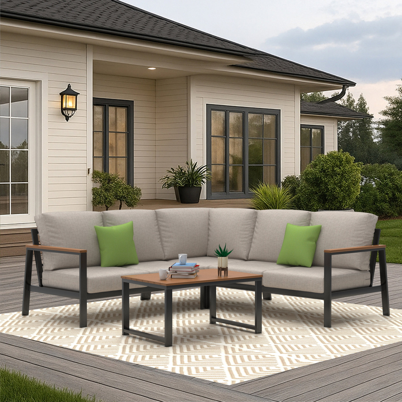 Townsend 87" Sunbrella® Patio Sofa, Cast Silver Sunbrella®, Geometric