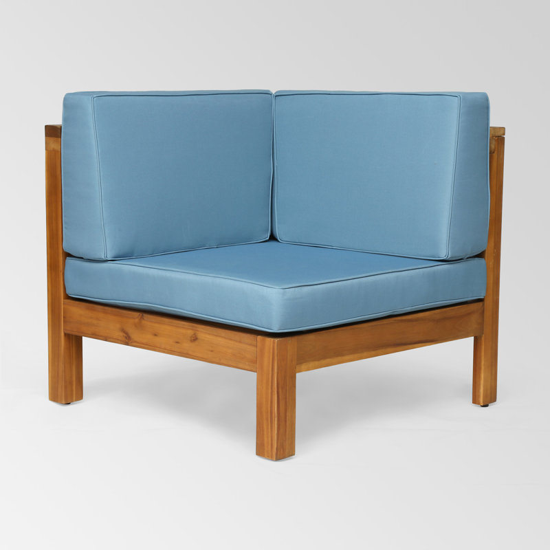 Fauteuil de coin Oana, bleu, Bleu, Teck