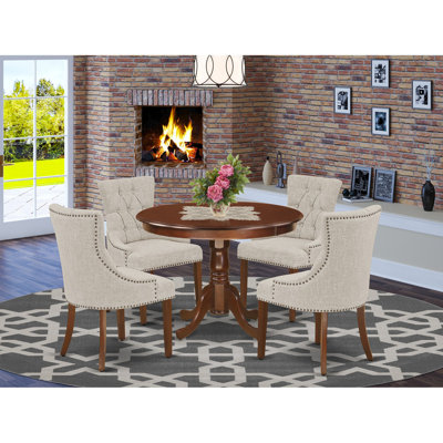 Janalee 5 - Piece Solid Wood Rubberwood Dining Set